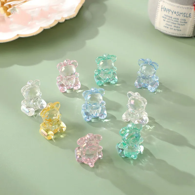 

Забавные 100 шт./упак. прозрачные красочные акриловые трехмерные женские серьги с медведем, ювелирные аксессуары «сделай сам»