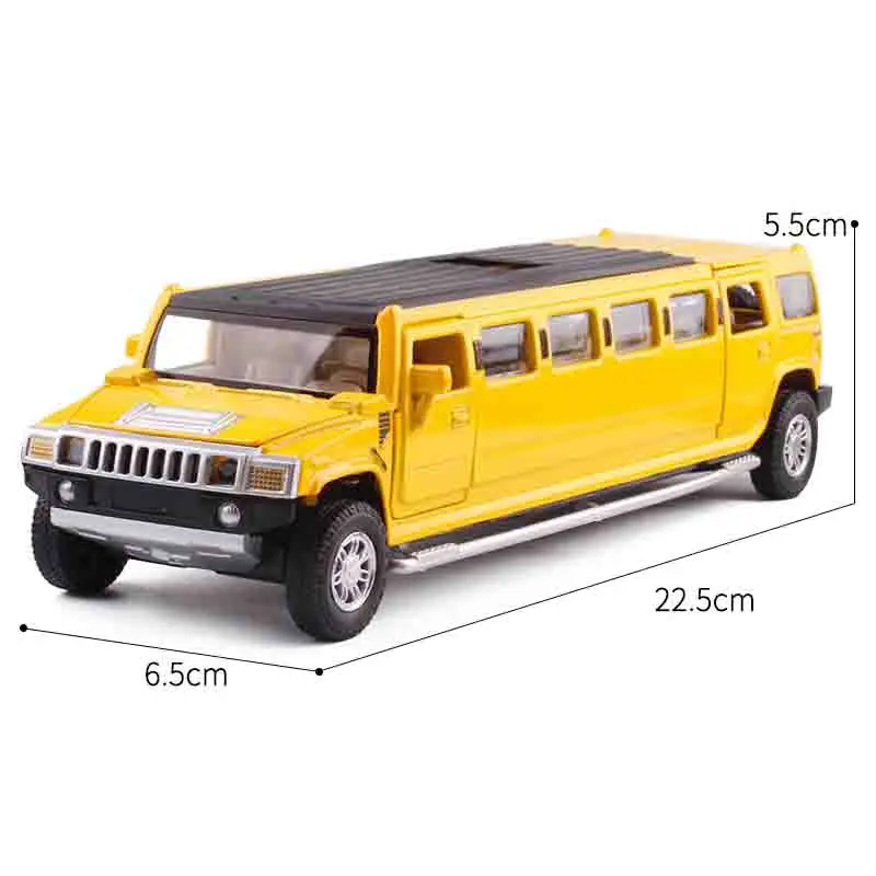 1:32 Alloy Lengthen Hummer Limousine Car Model Metal Diecasts Vehicles With Sound Light Pull Back Car Collection Toys Kids Gifts