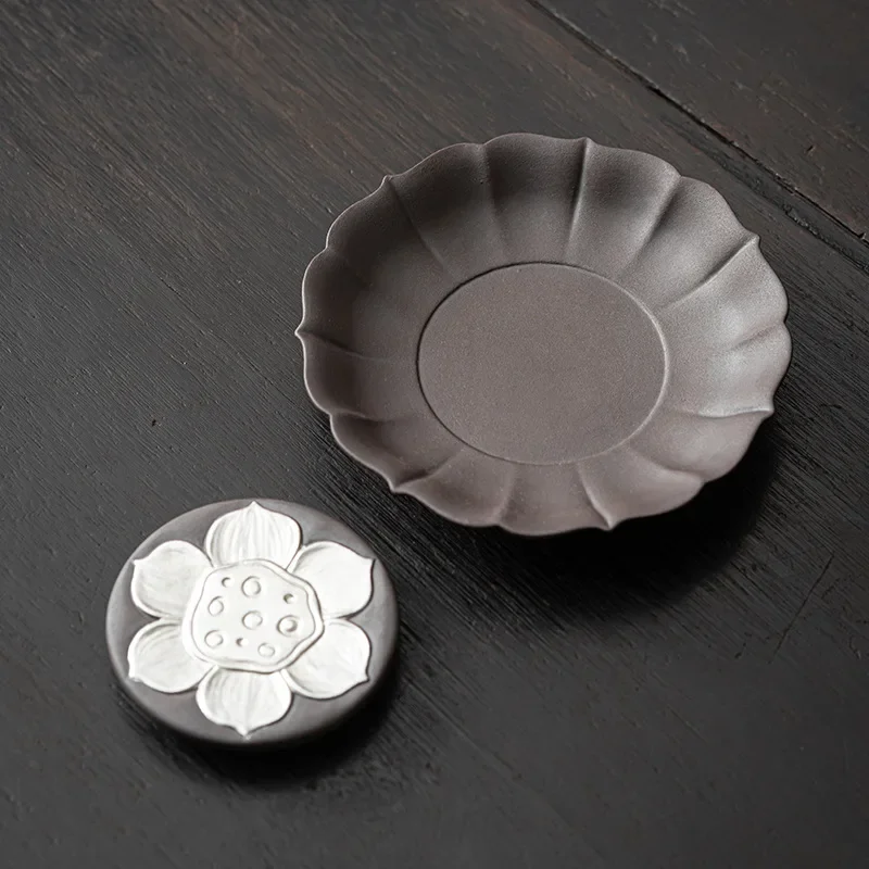 Empty Zhai Fanglian Pot Tray Old Rock Clay Relief Lotus Seedpod Ceramic Tea Ware Split Tea Tray Water Drop Container Tea Table