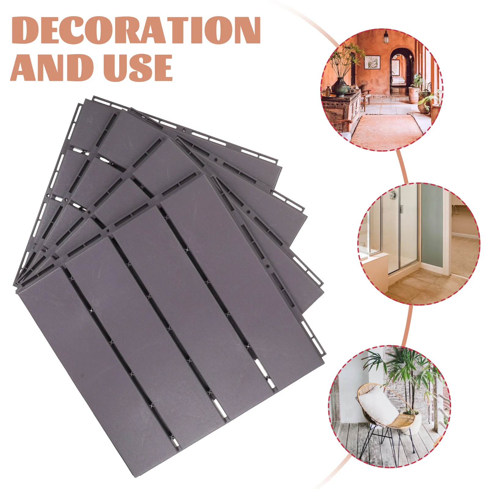 4 قطعة بلاط سطح السفينة في الهواء الطلق الأرضيات البلاستيكية المتشابكة سهلة التركيب الذاتي قفل شرفة سطح السفينة بلاط لاستخدام حديقة الفناء ديكور