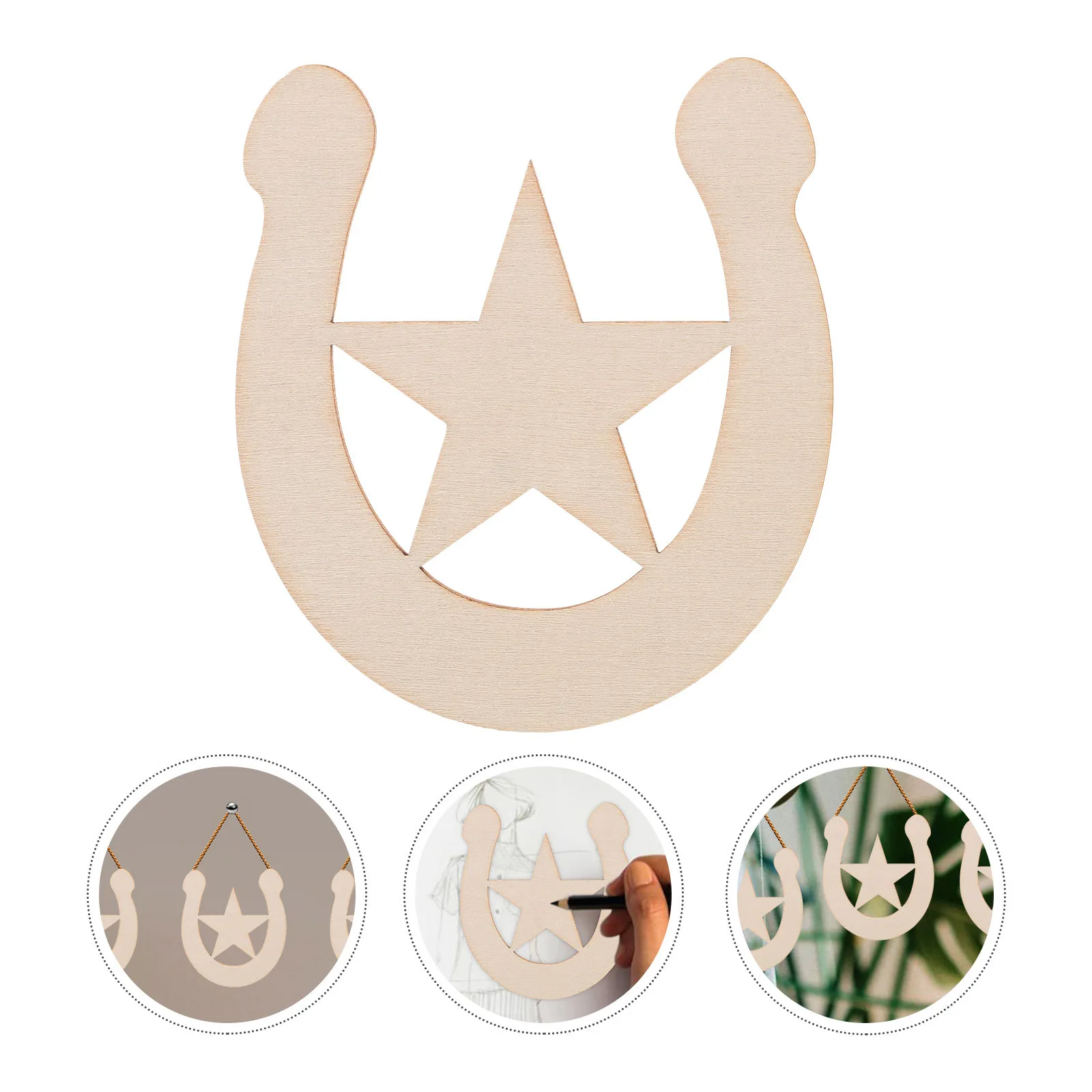 

20pcs Wooden Horseshoe Cutouts Unfinished Wood Discs Slices Diy Crafts Home Decoration Western Party Supplies Rustic Wall