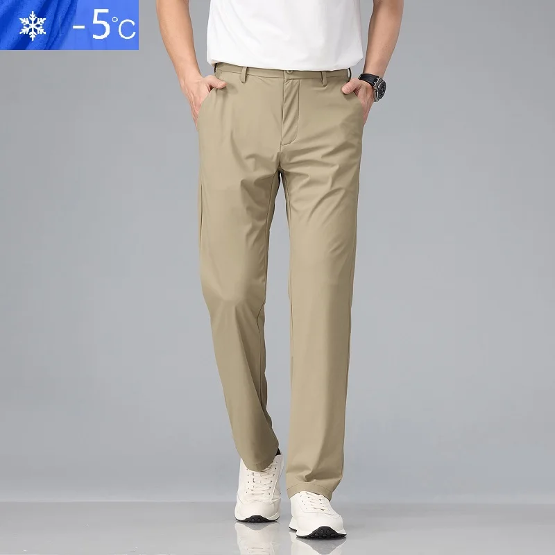 

Thin Men's Ice Silk Pants Stretch Classic Casual Summer Trousers Male Dress Korean Business Cool Chino Pants Work Formal Breath