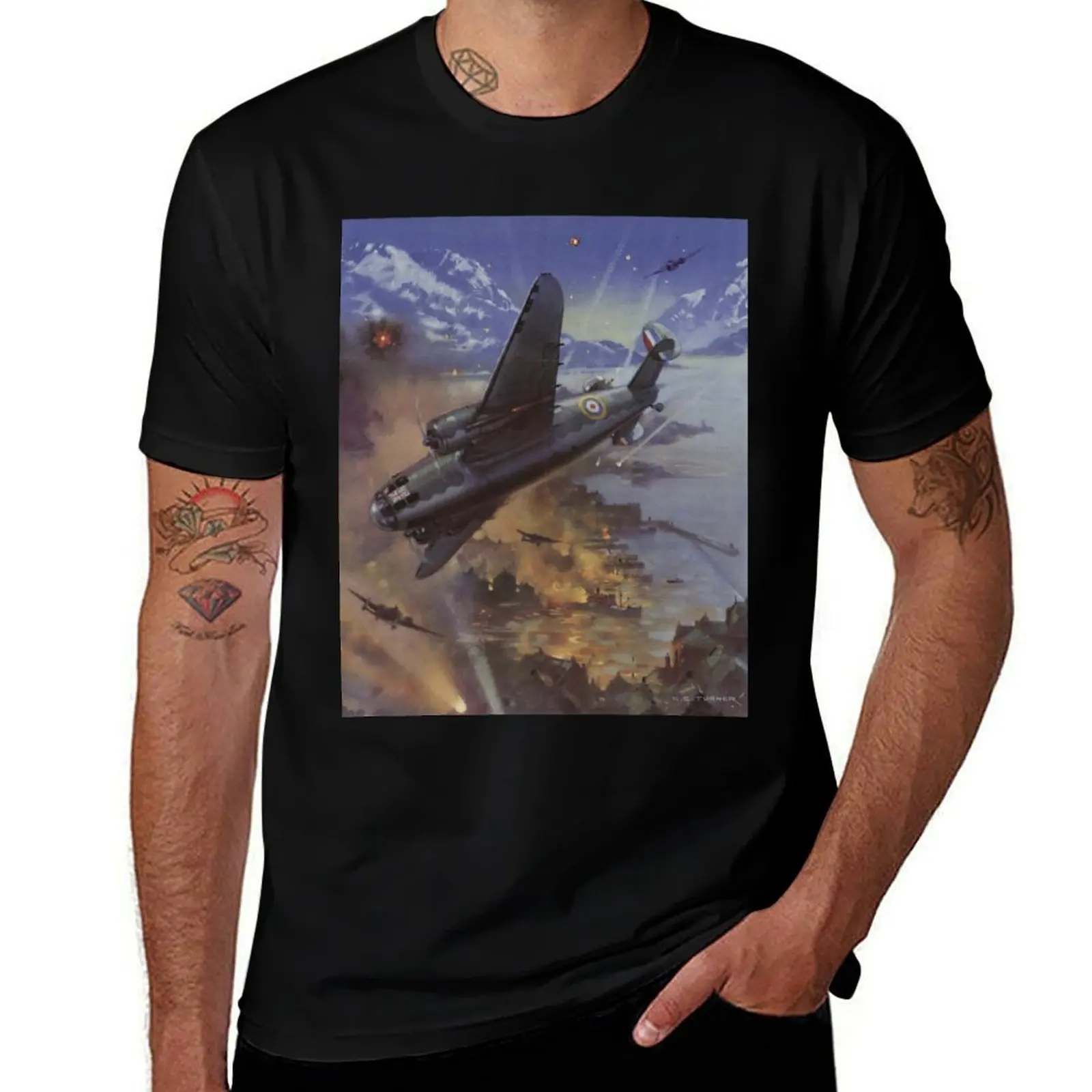 Raid on Coastal Command on German Shipping at Aalesund, Norway T-Shirt mens graphic t shirts T-Shirt