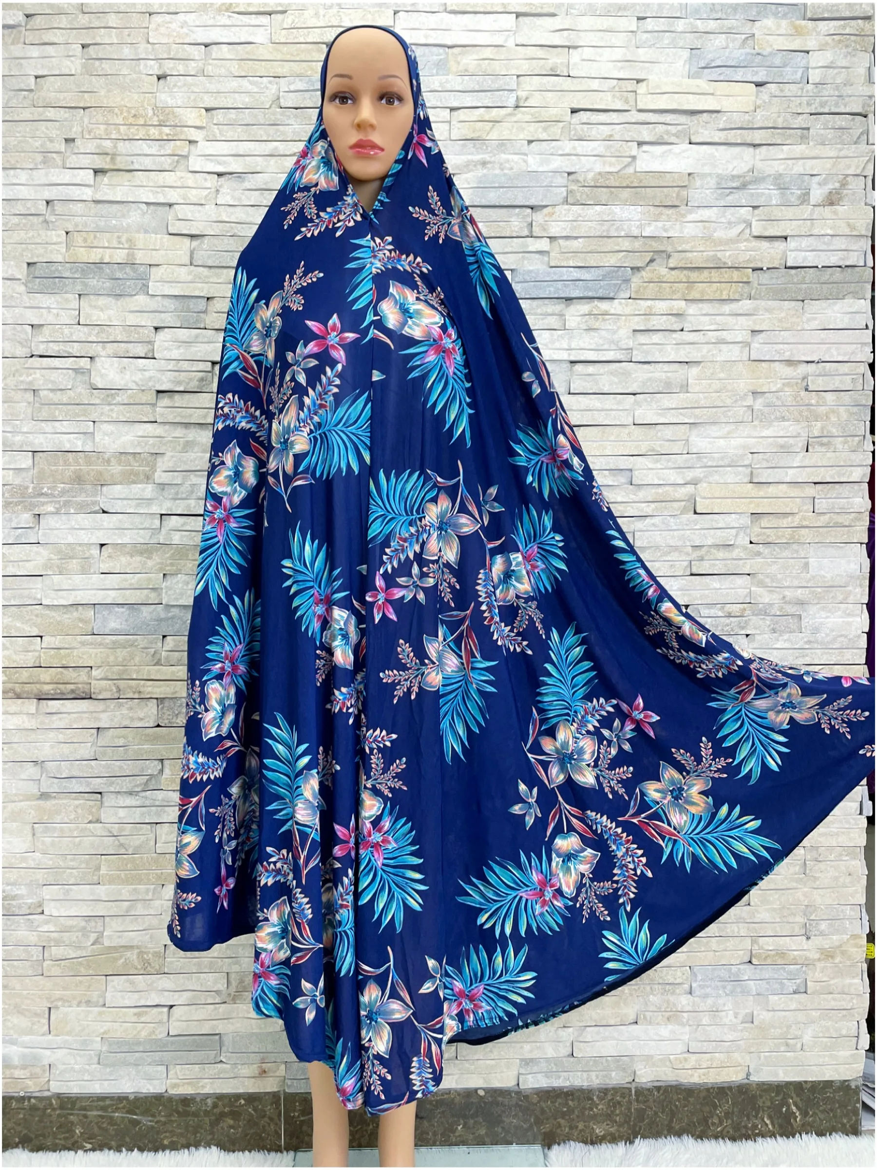 2021Muslim Flower Hijab Dress  Prayer Abaya Khimar Djellaba Femme Jibab Dubai Saudi Arabia Islam Clothes Women Kaftan Robe AL049