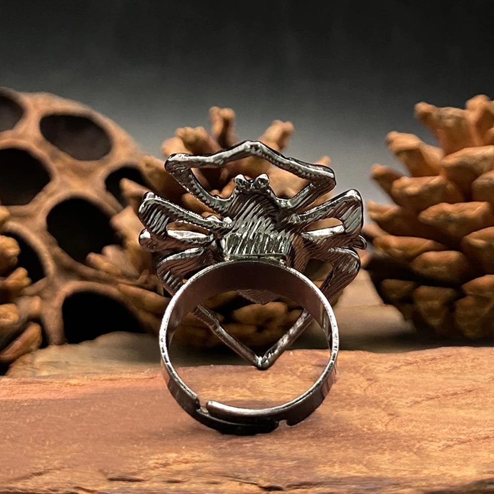 Personalized Adjustable Spider Ring | Gothic Punk Hip Hop Jewelry | Vintage Diamond Spider Web Unisex Halloween Gift