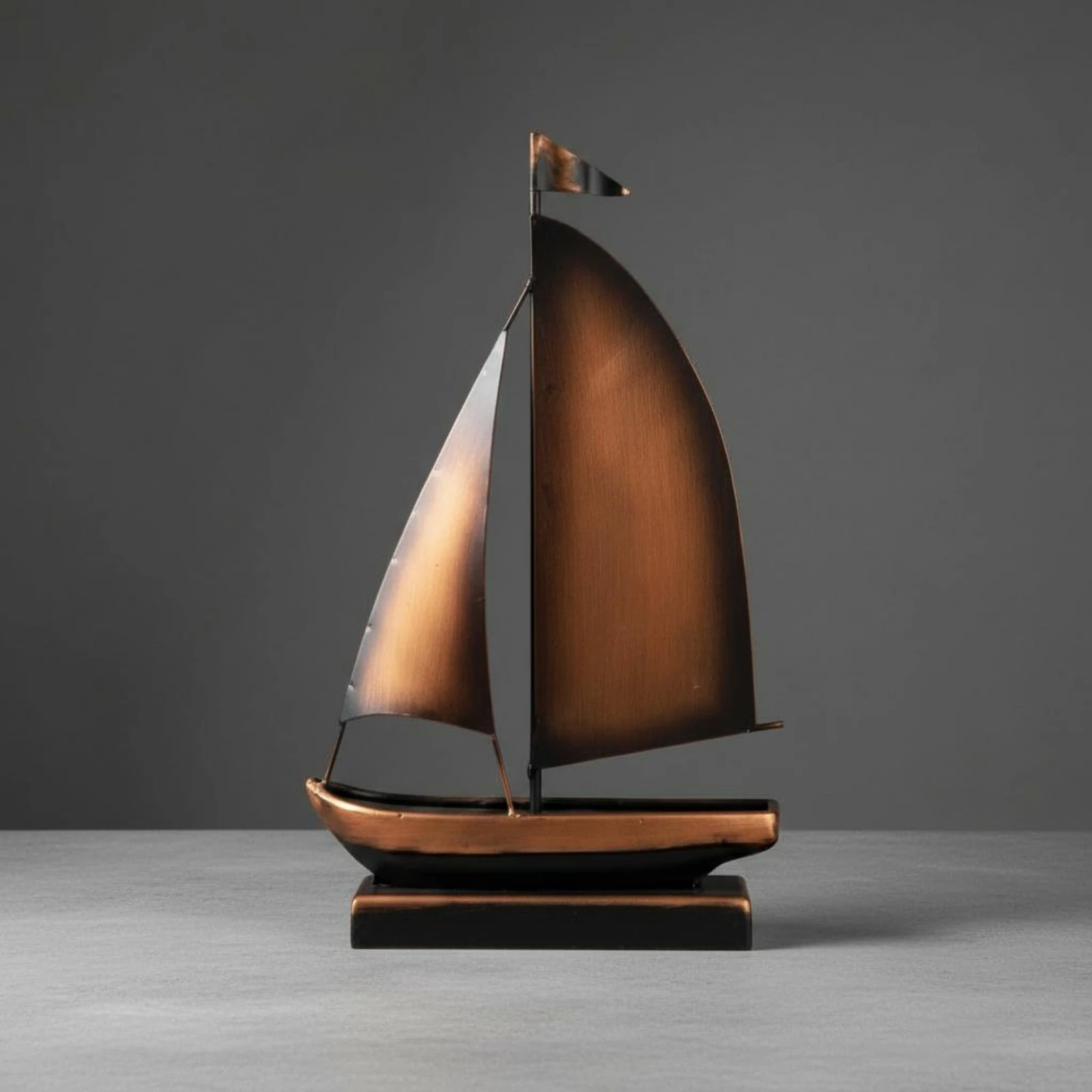 Bronze-Gold Sailboat Ornament Gift Idea Iron Sailboat Model Nautical Boat Decoration Coastal Theme Vintage Look