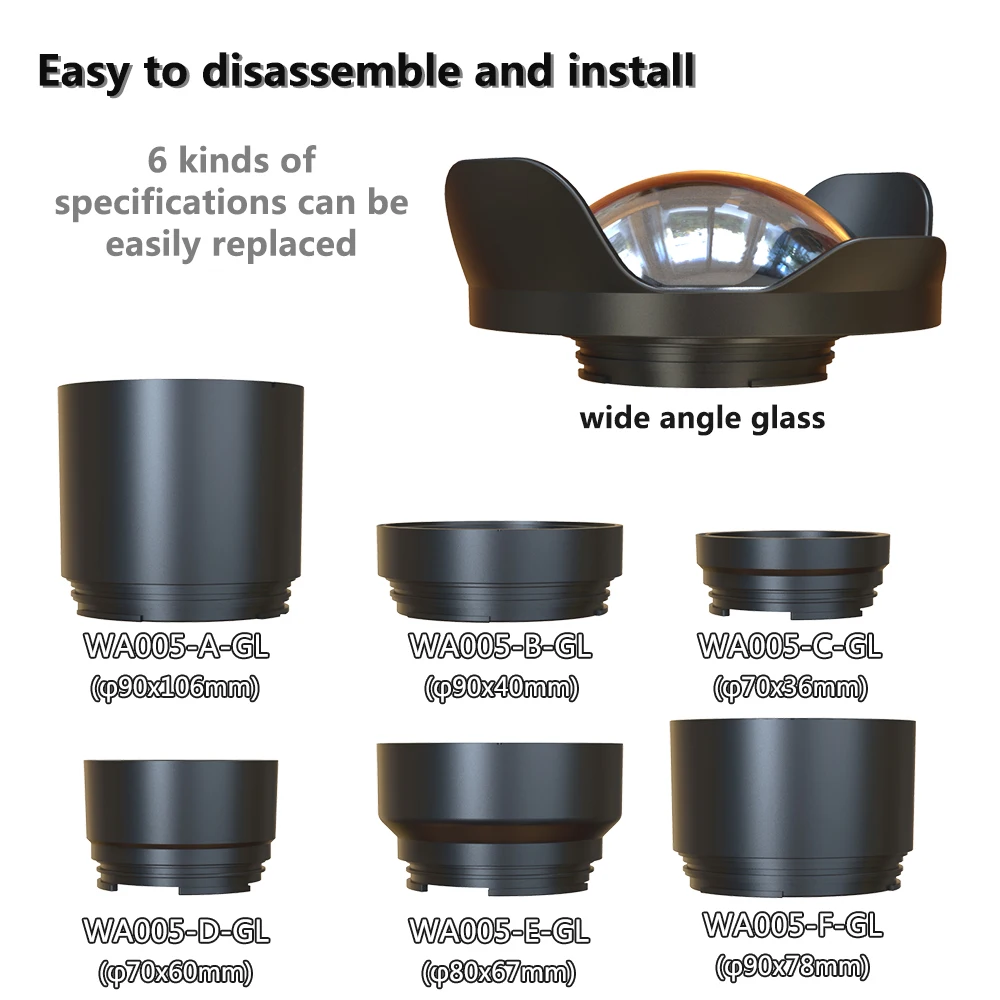 6 "منفذ قبة زجاجية بصرية لسوني كانون نيكون فوجي فيلم باناسونيك سيفروغس كاميرا مقاومة للماء الإسكان تحت الماء عين السمكة