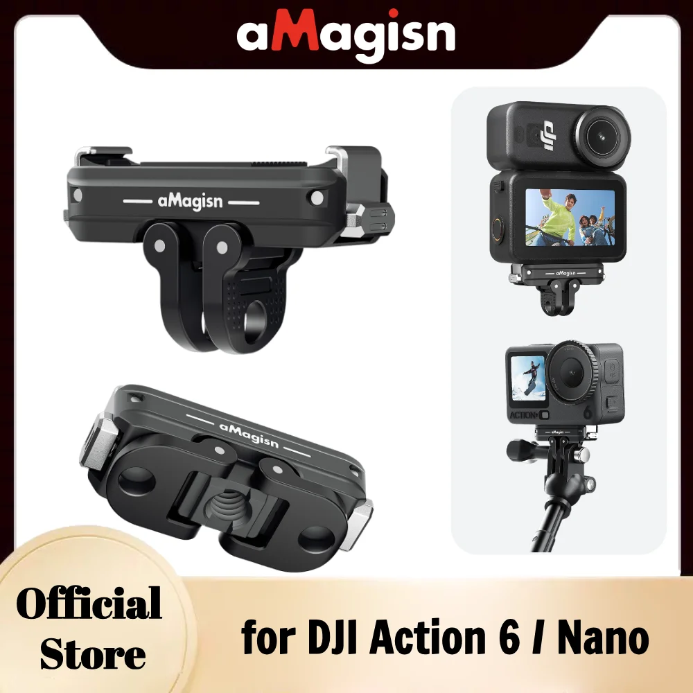 

aMagisn Dual-Direction Quick-Release Mount Metal Adapter with Foldable 2-Prong & 1/4" Screw Hole for DJI Osmo Nano / Action 6