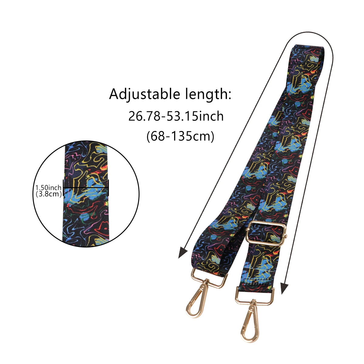 High Quality Bag Handle Bag Strap Removable Handbag Accessories Bag Strap Adjustable Crossbody Bag Straps Gold Buckle