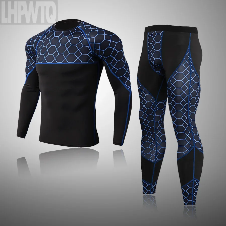 Men's Compression Sports Second Running Thermal Underwear Full Tracksuit Rashgarda Long sleeves Leggings Base layer Fitness