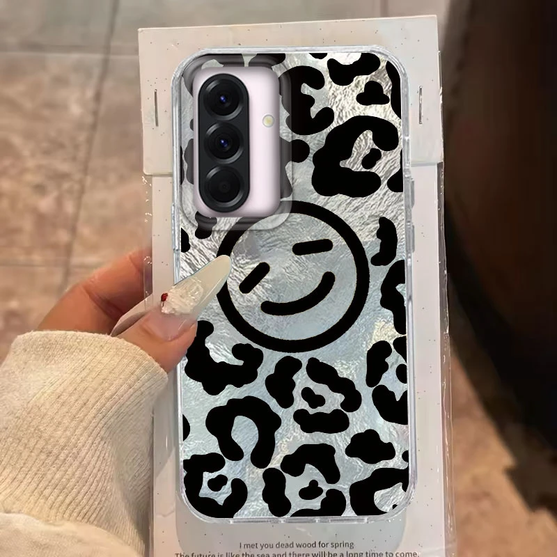 

For Samsung Galaxy A56 A55 A54 A53 A35 A36 A34 A07 A17 A06 A25 A16 A26 A22 A32 A15 Black Smiley Face Vortex Pattern Phone Case