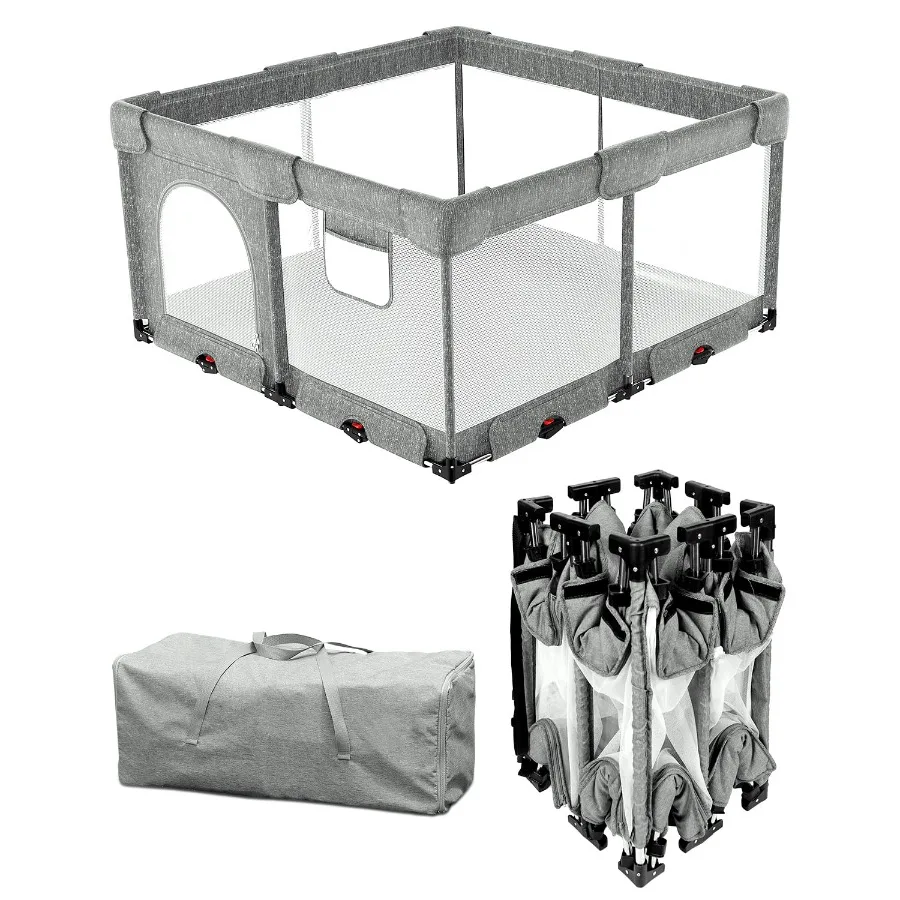 Box per bambini pieghevole con tappetino spesso non rimovibile Cortile da gioco pieghevole extra large per neonati Box da viaggio portatile per bambini piccoli