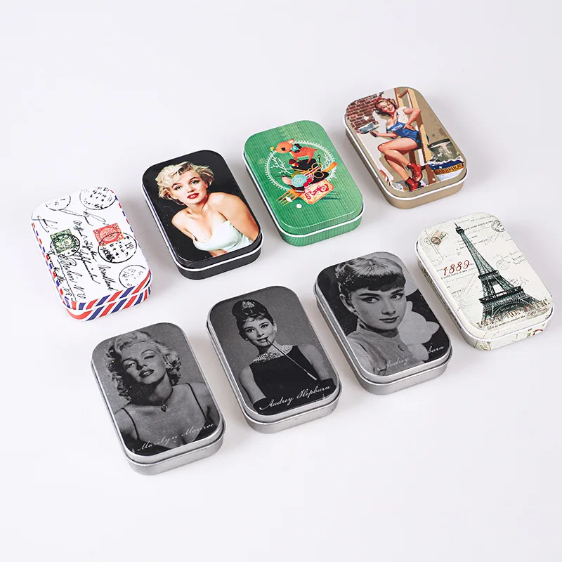 1Pc Cute Cartoon Collectables With Flip Tin Box Metal Storage Candy Box Home Organizer Jewelry Container Pill Storage Can Case