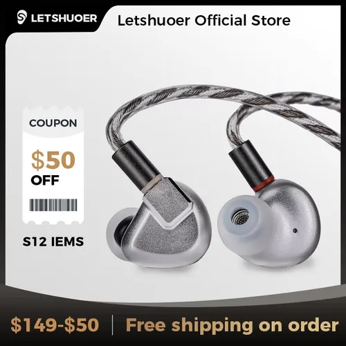 Imagen 2 del producto LETSHUOER S12 Auriculares HiFi con controlador magnético planar de 14,8 mm, auriculares con cable, monitores intrauditivos HIFI para audiófilos y músicos