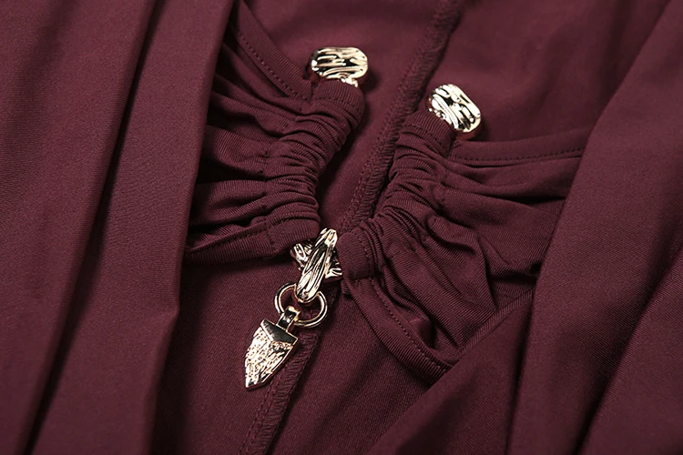 Sisterlinda Playsuits mit schwingendem Ausschnitt für Damen, einfarbig, mit Metalleinsatz, Ausschnitt, volle Ärmel, Stretch, sexy, schmal geschnitten, schick, trendige Clubwear – Detail 3