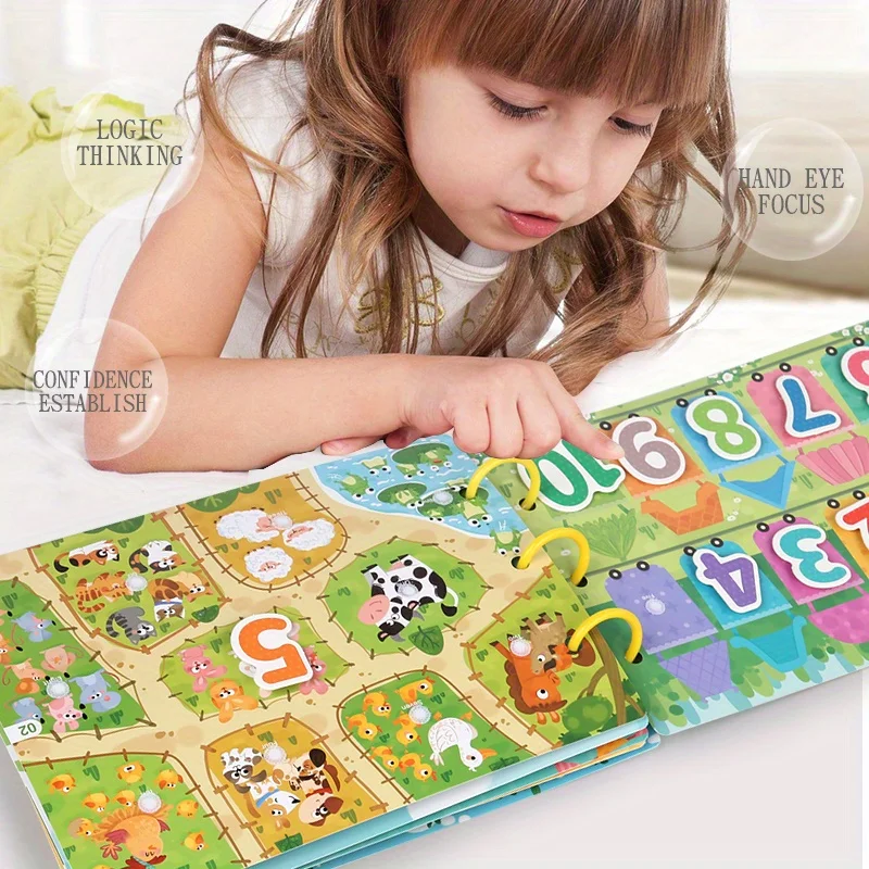 Quiet Book Children's Early Education Enlightenment Sticker Busy Book, General Knowledge Cognitive Puzzle Montessori Book Toy