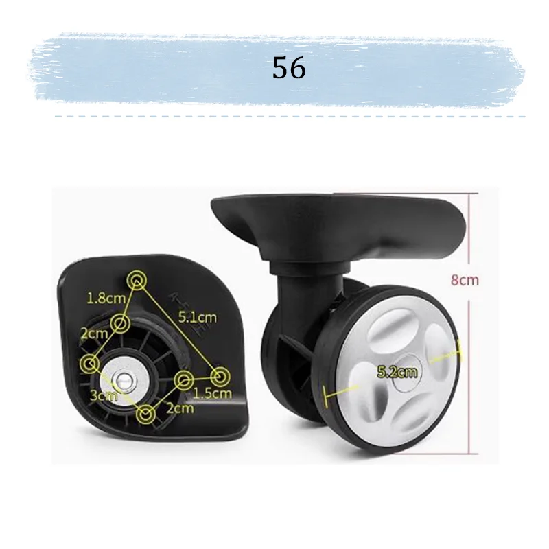 For 56 Heavy Duty Luggage Wheels 300LBS Load 360° Swivel TPU Mute Shockproof Suitcase Repair Parts