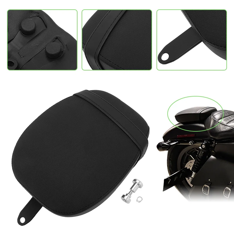 

Motorcycle Rear Seat Cushion PU Leather Passenger Saddle Pads For Harley Sportster Forty Eight 48 72 2010-2015