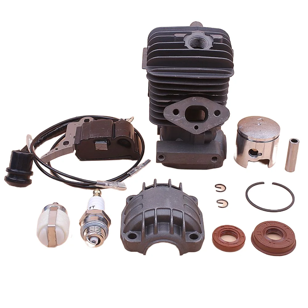 34mm Cylinder Piston Engine Pan Base Kit For Chinese 2500 25cc Ignition Coil Fuel Filter Spark Plug Oil Seal Set Chainsaw Part