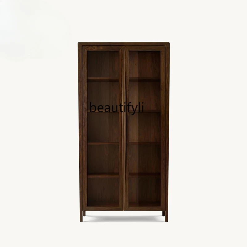 French light luxury bookcase glass door modern simple wall locker floor display cabinet