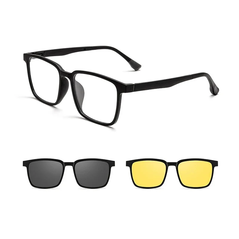 KIZN الاستقطاب مشبك مغناطيسي نظارات موضة مربع للرؤية الليلية البصرية وصفة النظارات الإطار الرجال والنساء 99105R
