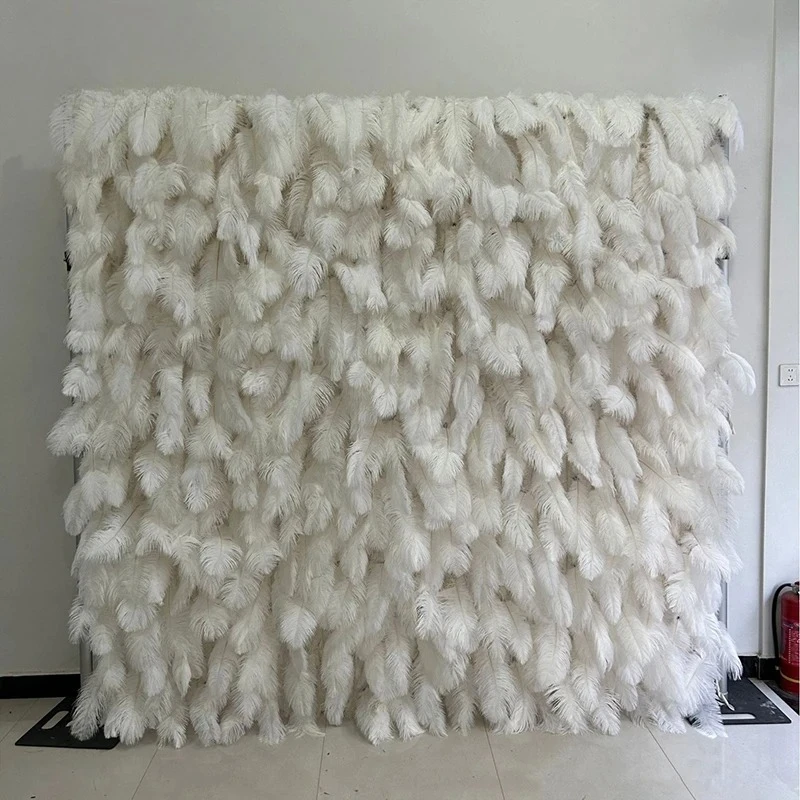 Creative New Beige Feather 3D Fabric Artificial Flower Wall Proposal Wedding Background Decoration Birthday Party Props