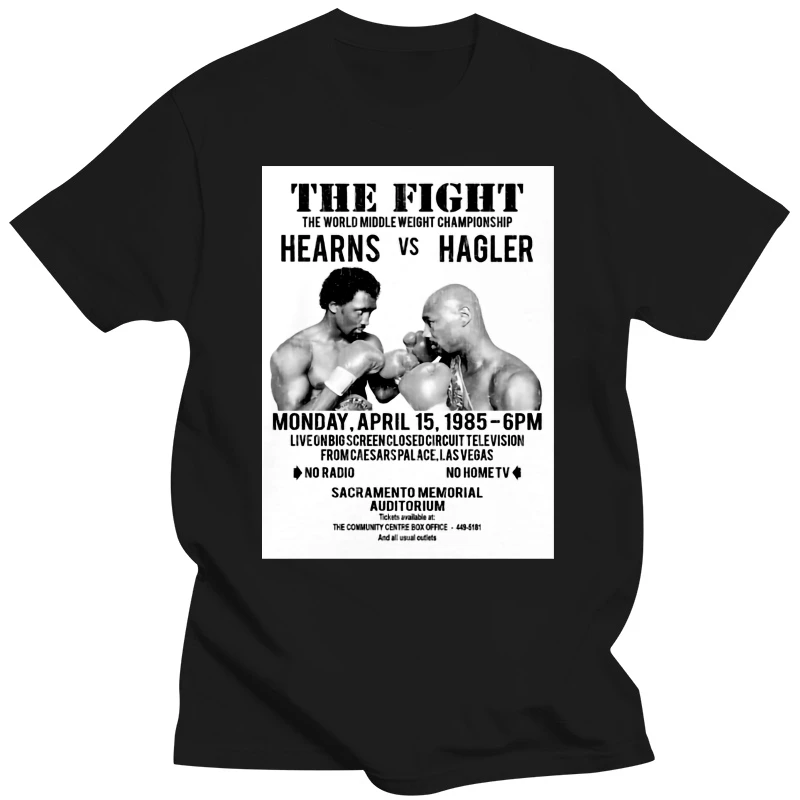 Hearns Vs Hagler Fight Poster White Premium T-Shirt Boxing Comfortable t shirt Casual Short Sleeve Print tees cheap wholesale