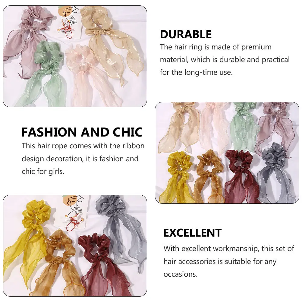 

8 шт. эластичных резинок для волос в свежем стиле, сетчатые резинки для женщин, легкие держатели для хвоста, декоративные резинки для волос