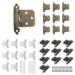 Kitchen Doors Hinges 10pcs Cabinet Drawer Hardware Heavy-Duty Overlay Reused Self-Closing W/ Screws Cold-rolled Steel