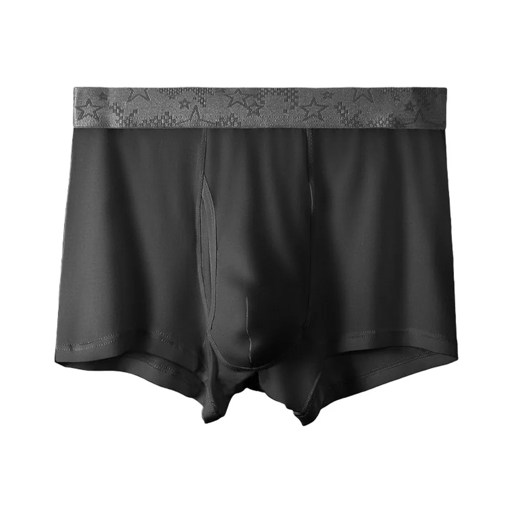 Men's Mid Waist Trunks with 3D U Convex Pouch for Natural Support and Airflow Separation Solid Underwear Style