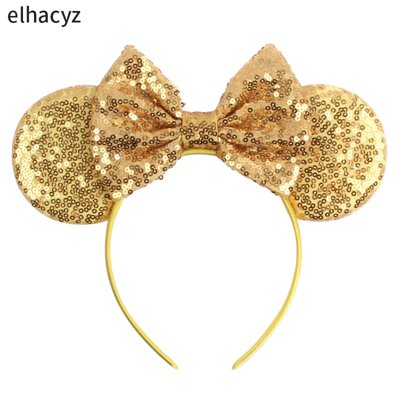 2024 Chic Disney Embroidery Sequin Minnie Ears Headband DOT Bow Hairband Girls Women Party Head Wear Kids DIY Hair Accessories