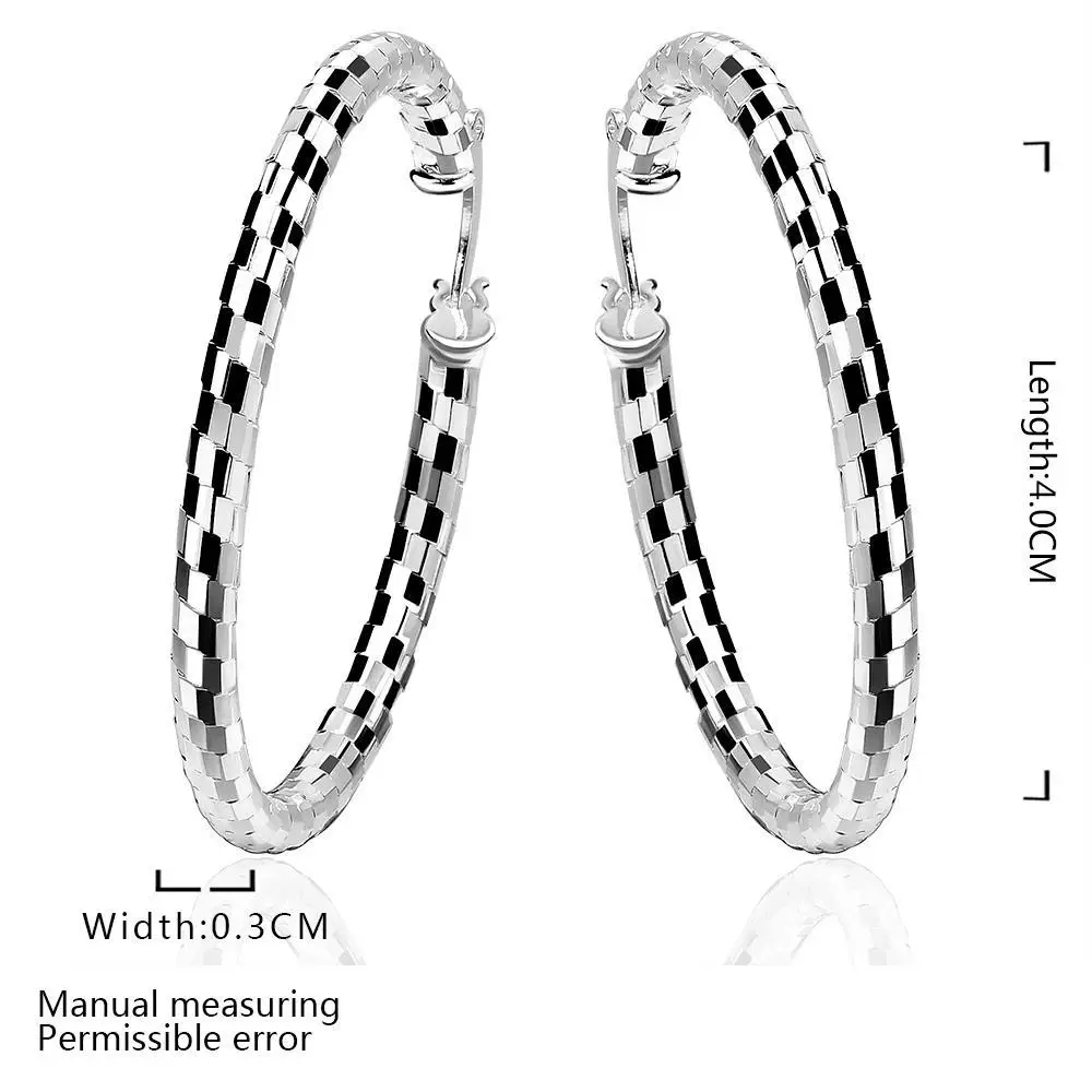 Hurtownia 925 Sterling Silver Hoop kobiety ślubne kolczyki biżuteria okrągłe kółko dziewczyna śliczne modne świąteczne prezenty dla par — zdjęcie 4