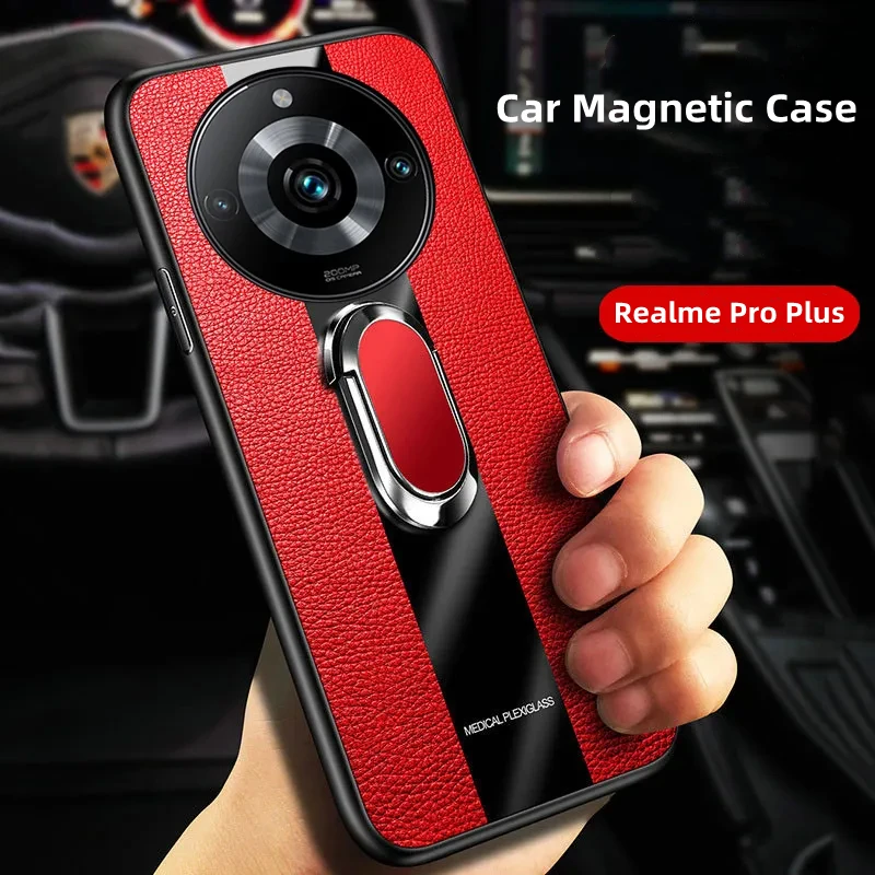 

For Realme 11 Pro Plus Case Car Magnetic Leather Phone Cover For Realme 11 Pro+ Racing Style Shockproof Bumper Realme11 Coque