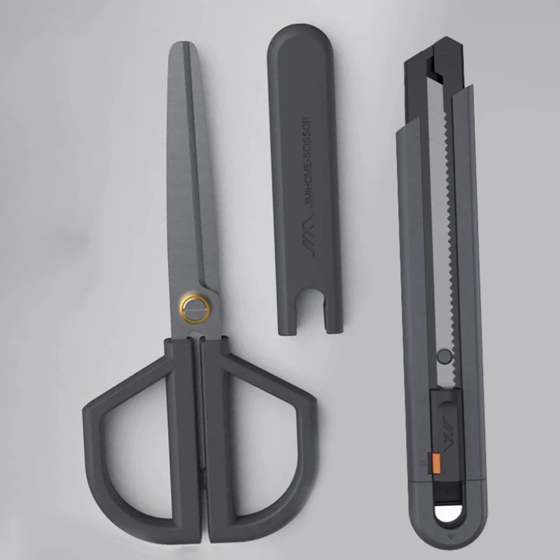  JIMIHOME Scissors and Utility Knife Set Adjustable Protective Sheath Craft Tailor's Stationery Office Handwork DIY Tool