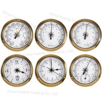 145Mm Copper Shell Marine Barometer Atmospheric Pressure Gauge Thermohygrometer Clock Set 6-piece Battery Free Weather Pre-order