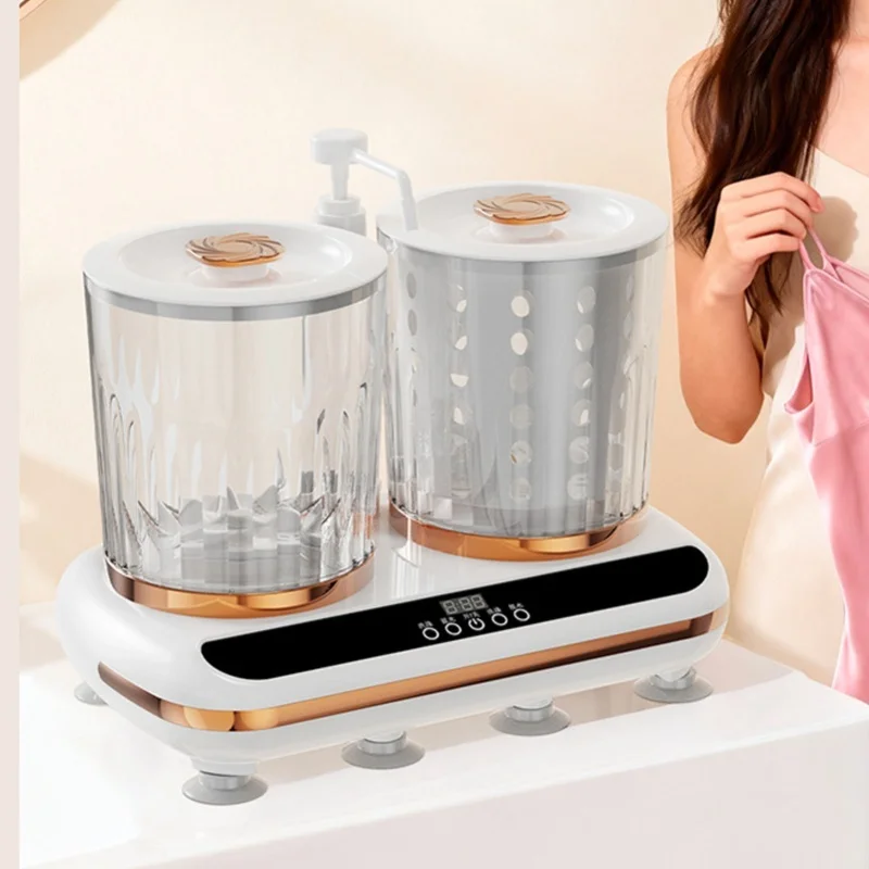 Dual Cup Underwear Washing Machine Spin Dry Drain Pipe Rechargeable Portable Washer For Home Bathroom Travel