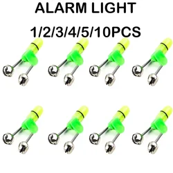 Indicador de alarma de mordida de pesca nocturna, 1-10 piezas, luz de alarma de cebo de mordida de caña de pescar con anillo de campanas gemelas, accesorios de pesca de carpa