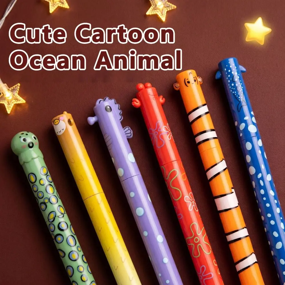1pc New Ocean Animal Design Erasable Pen Rotating Using Quick-dry Neutral Pens Smooth Writing Gel Pen Students