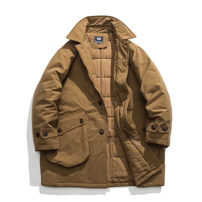 Японское ретро винтажное длинное рабочее пальто с карманами для мужчин и женщин, свободная толстая куртка в стиле милитари