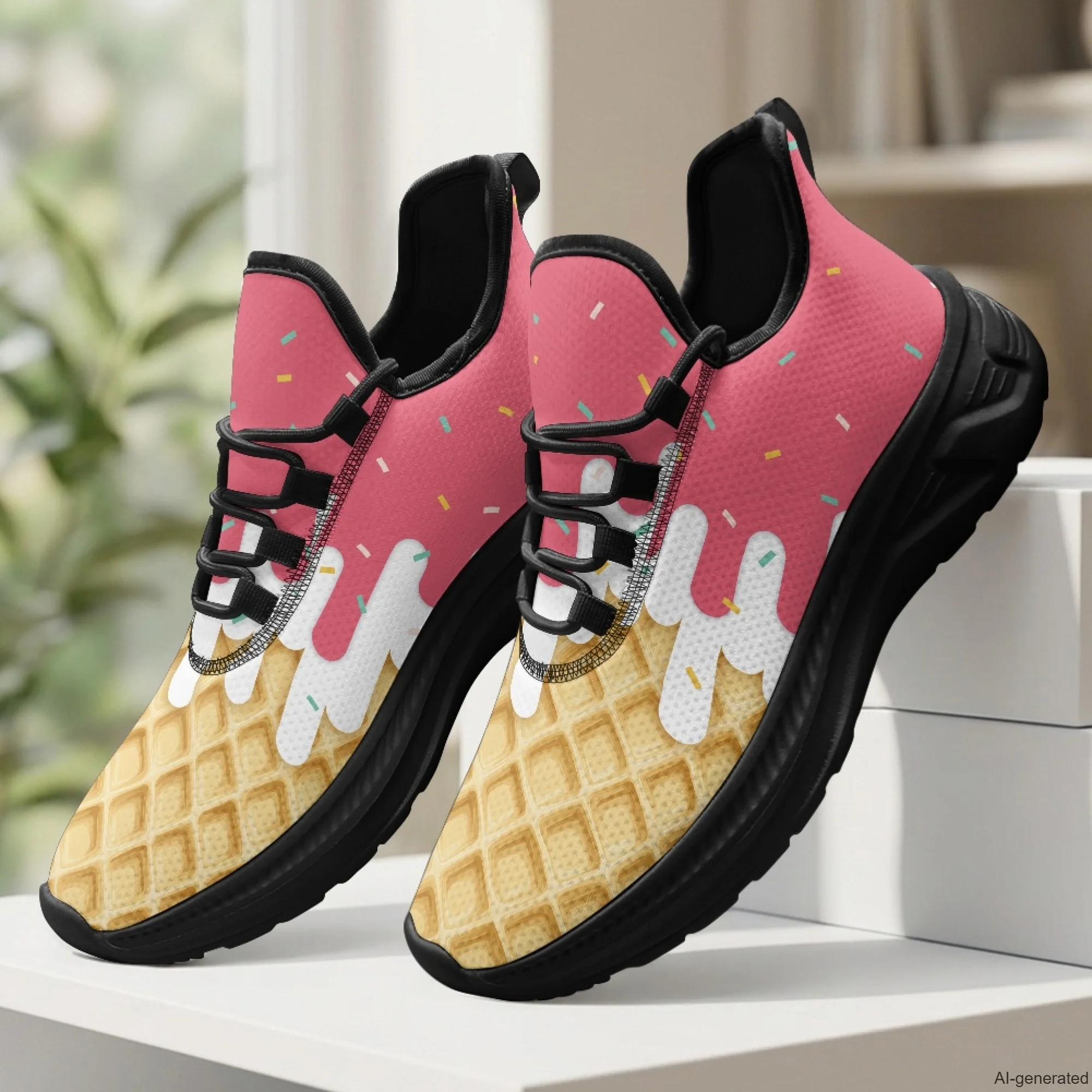 XIXIRIMIDO Womens Walking Shoes Nurse Shoes Nurse Sneakers Ice Cream Print Tenis Masculino De Corrida Barefoot Shoes 35-48