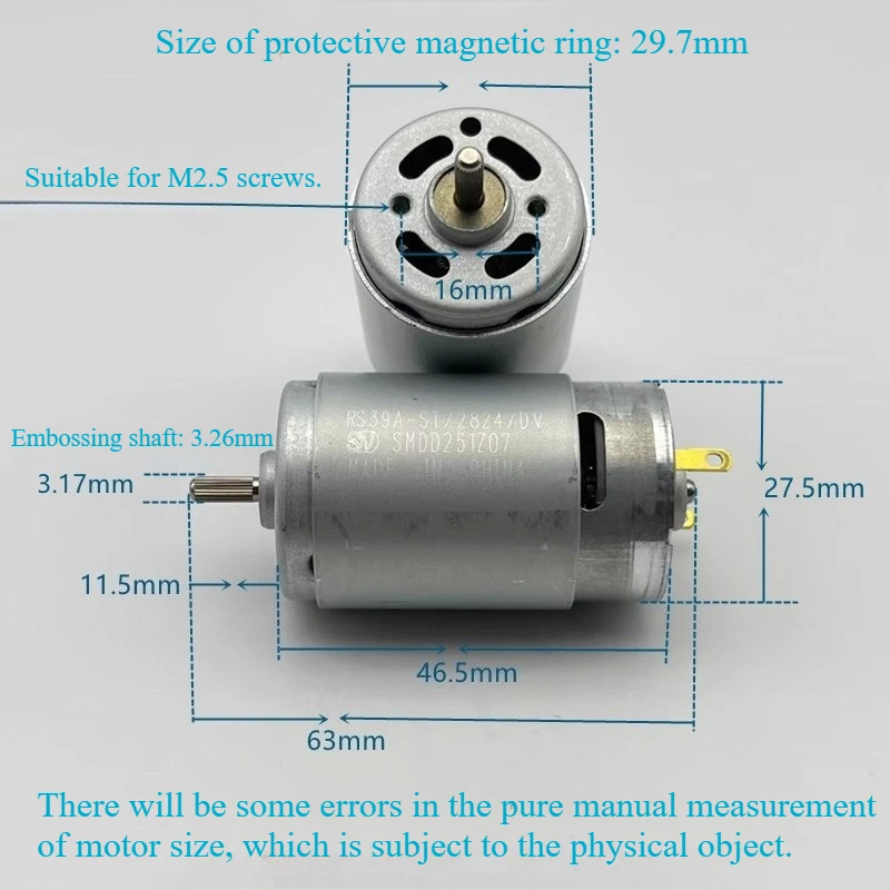 RS390A-ST2824 DC Motor 12-24V10 Pole Rotor Large Torque Lithium Drill Power Tool RC Remote Control Car Motor