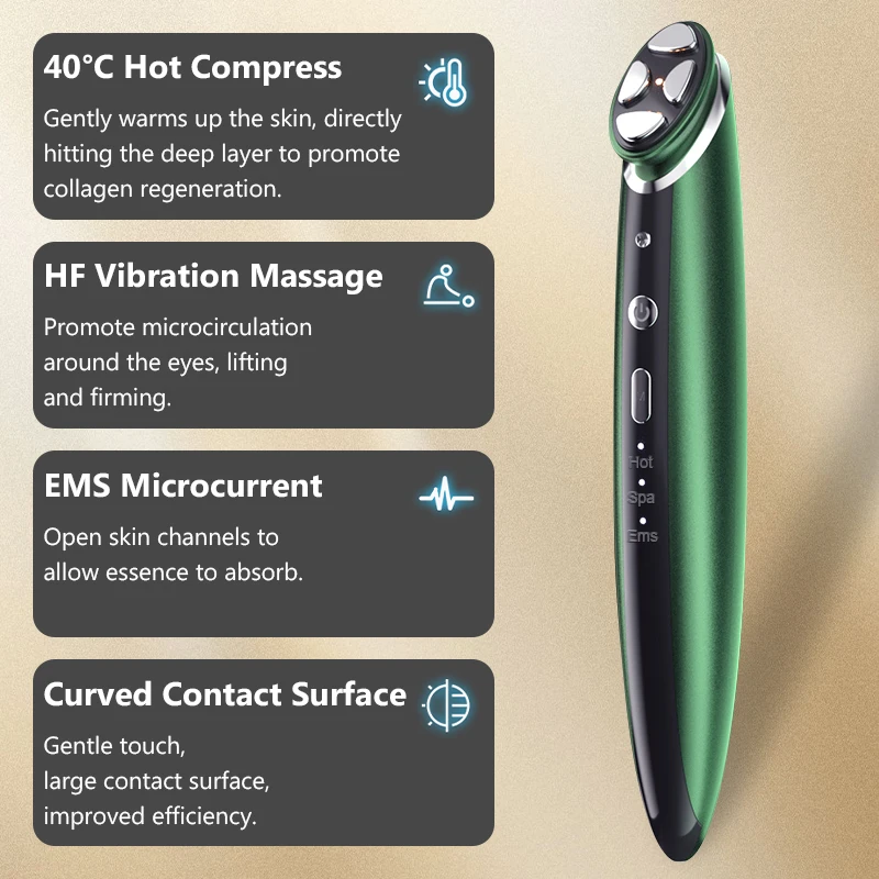 Red Light Facial Eye Massager Wand Vibration Hot Massage Relax Face Lifting Device Tightening Anti Wrinkle Skin Care Beauty Tool