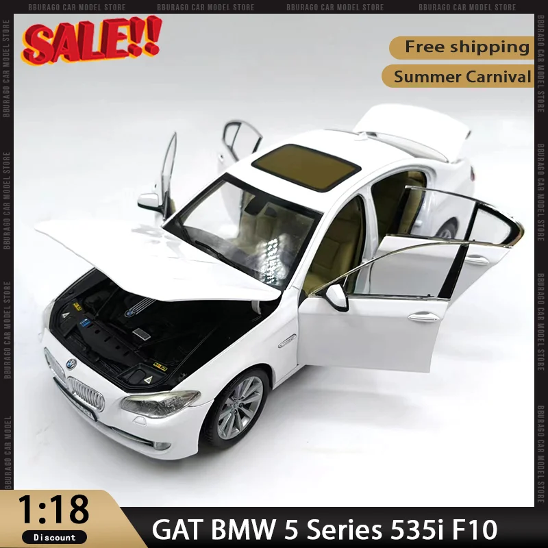 Welly GAT 1:18 BMW 5 Series 535i F10 F18 2010-2017 توقف نموذج سيارة لعبة مصنوعة من خليط معدني مع مجموعة أبواب مفتوحة هدية