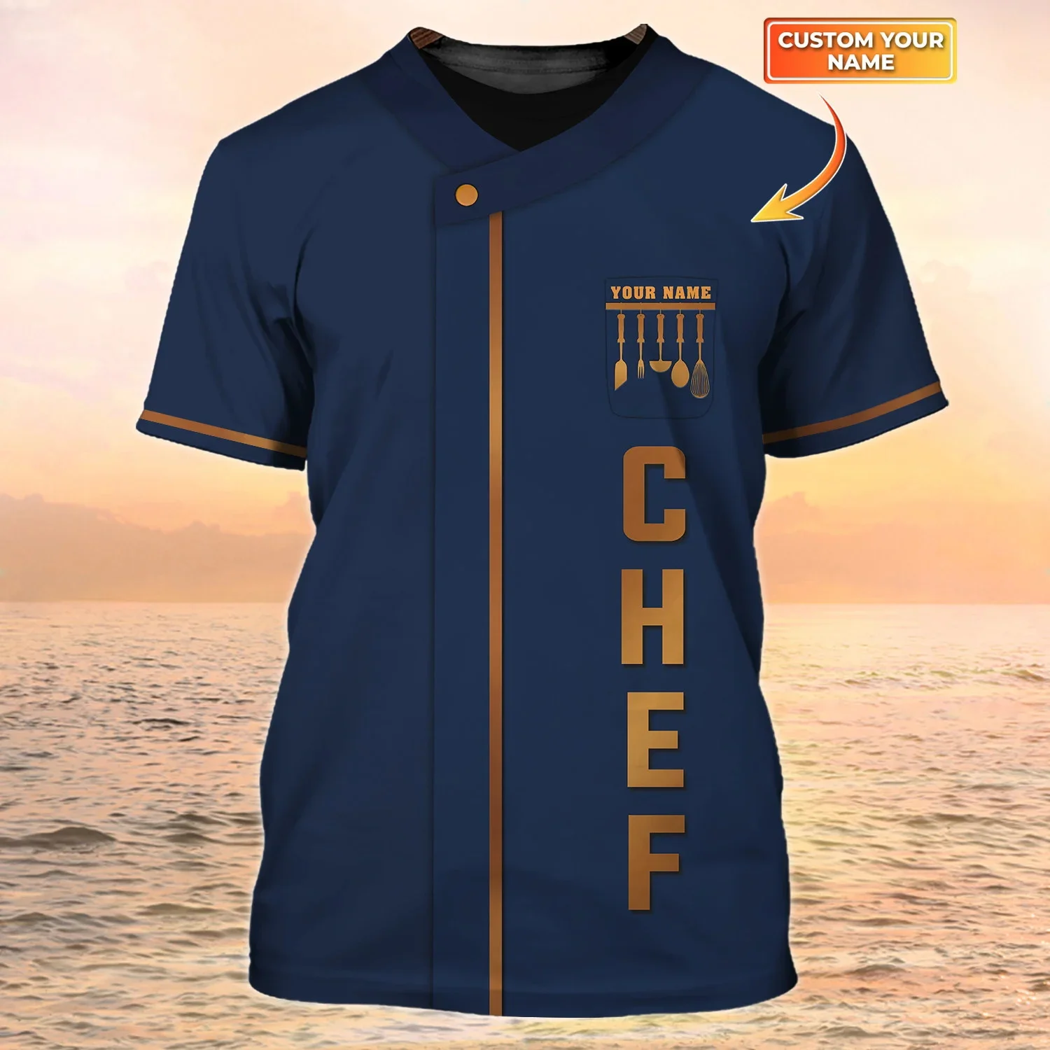 PLstar Cosmos Newest Summer Men's T-shirt Chef Personalized Name 3D Printed t shirt Unisex Casual Tops Gift For Chef DW162 image 2