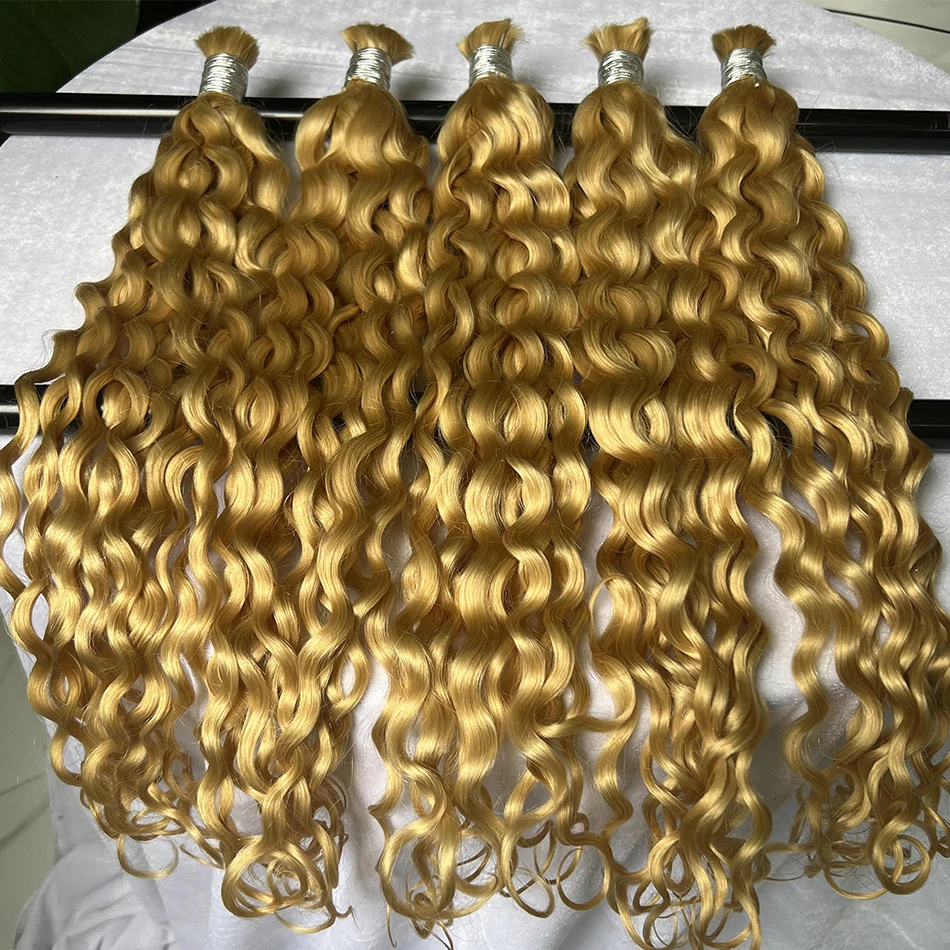 

Yiwigs 613 Blonde Water Wave Curly Human Hair Bulk for Braiding No Weft 100% Raw Hair Extensions Hair Suppliers Wholesale Bulk