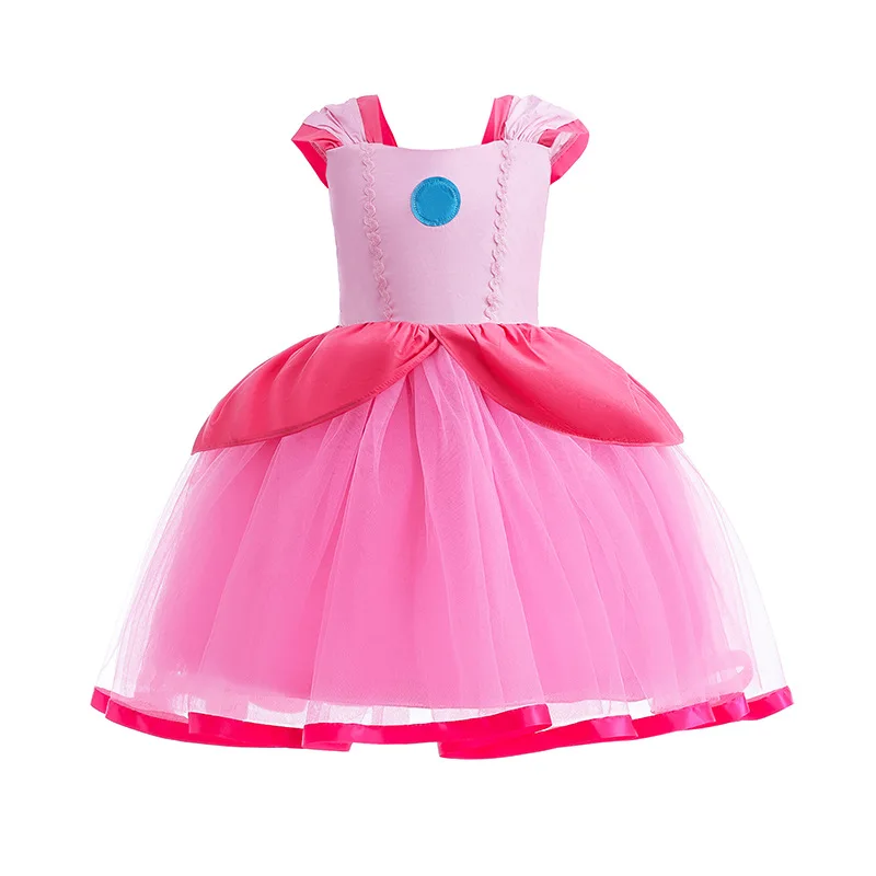 Girl Dress Halloween Peach Princess Pink Children\'s Party Performance Dress Ropa De Niña  Vestido  Kids Clothes