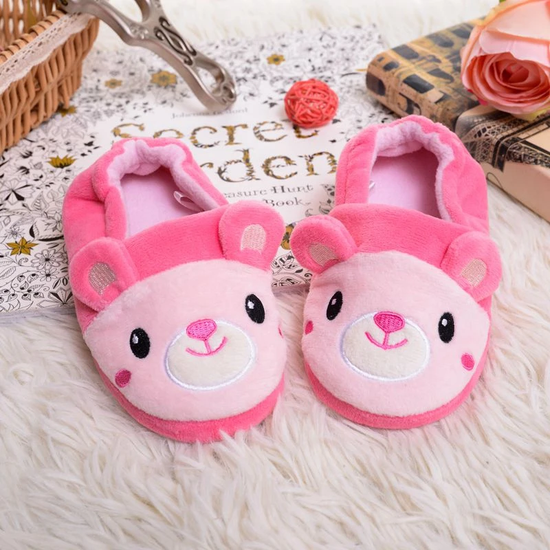 New Fashion Toddler Girls Slippers for Home Indoor Baby Items Loafers Plush Warm Pink Bear Child Little Kid House Footwear Gifts