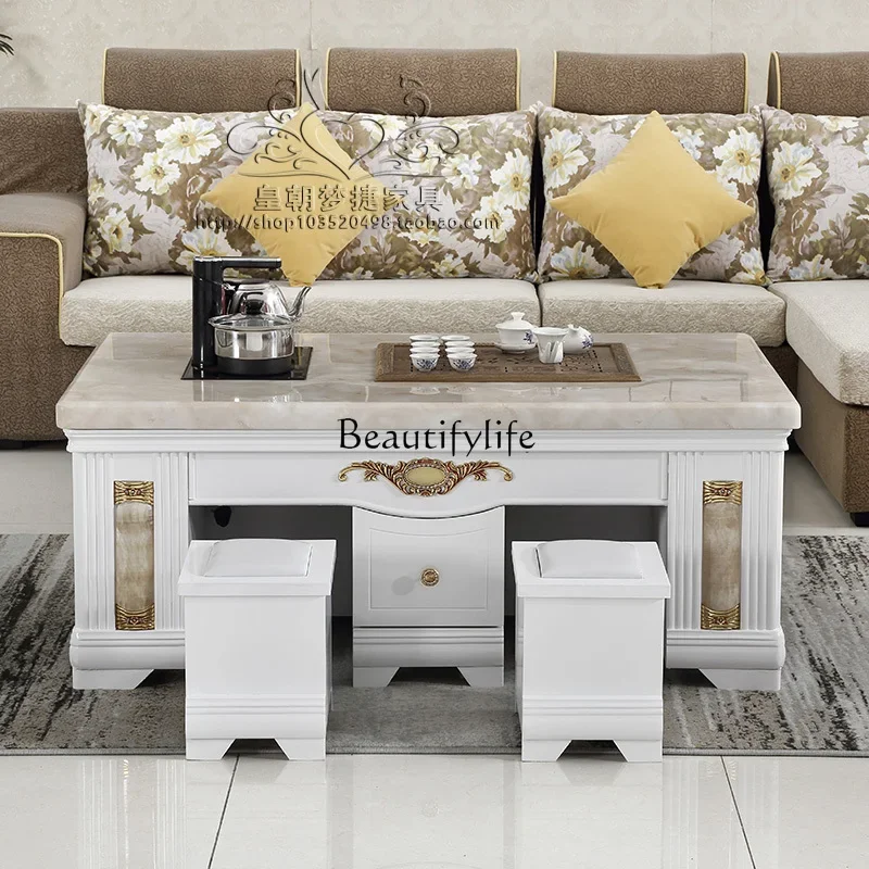 Z.Natural marble kung fu tea table kettle embedded tea table slate surface tea table