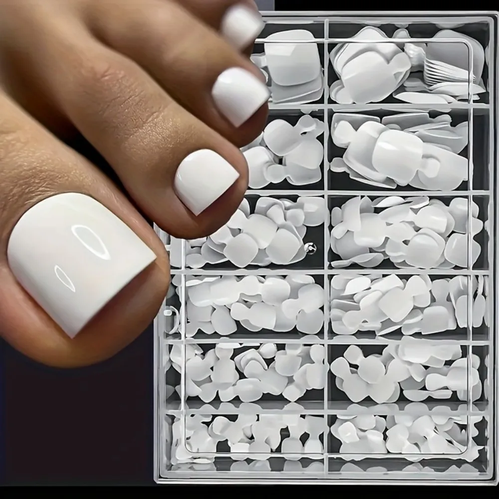120PCS/PCS Women'S White Fake Toe Nail Press, Perfectly Fits The Nail, Reusable Acrylic Fake Toe Nail