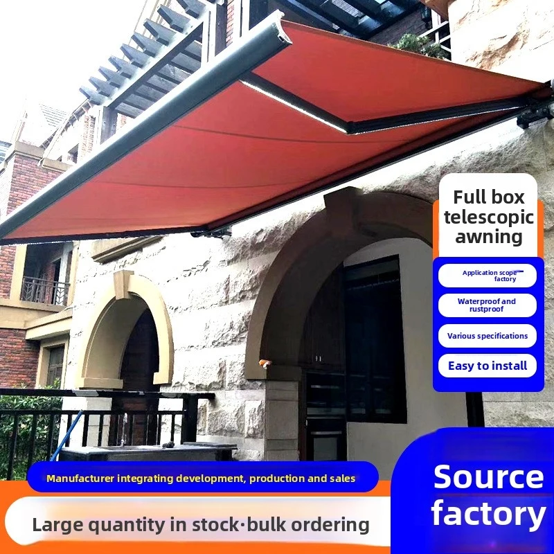 

Customized electric retractable awning, fully enclosed folding automatic sunshade and rain canopy for courtyard, balcony, villa,